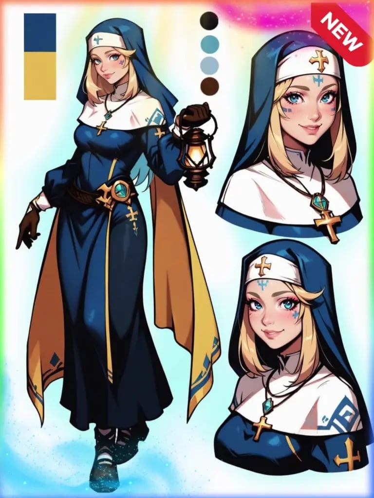 Character Design Sheet (HELPER) (3-PERSPECTIVES)+(COLOR PALETTE) - Illustrious XL | FLUX | XL PONY | SD 1.5 - by YeiyeiArt