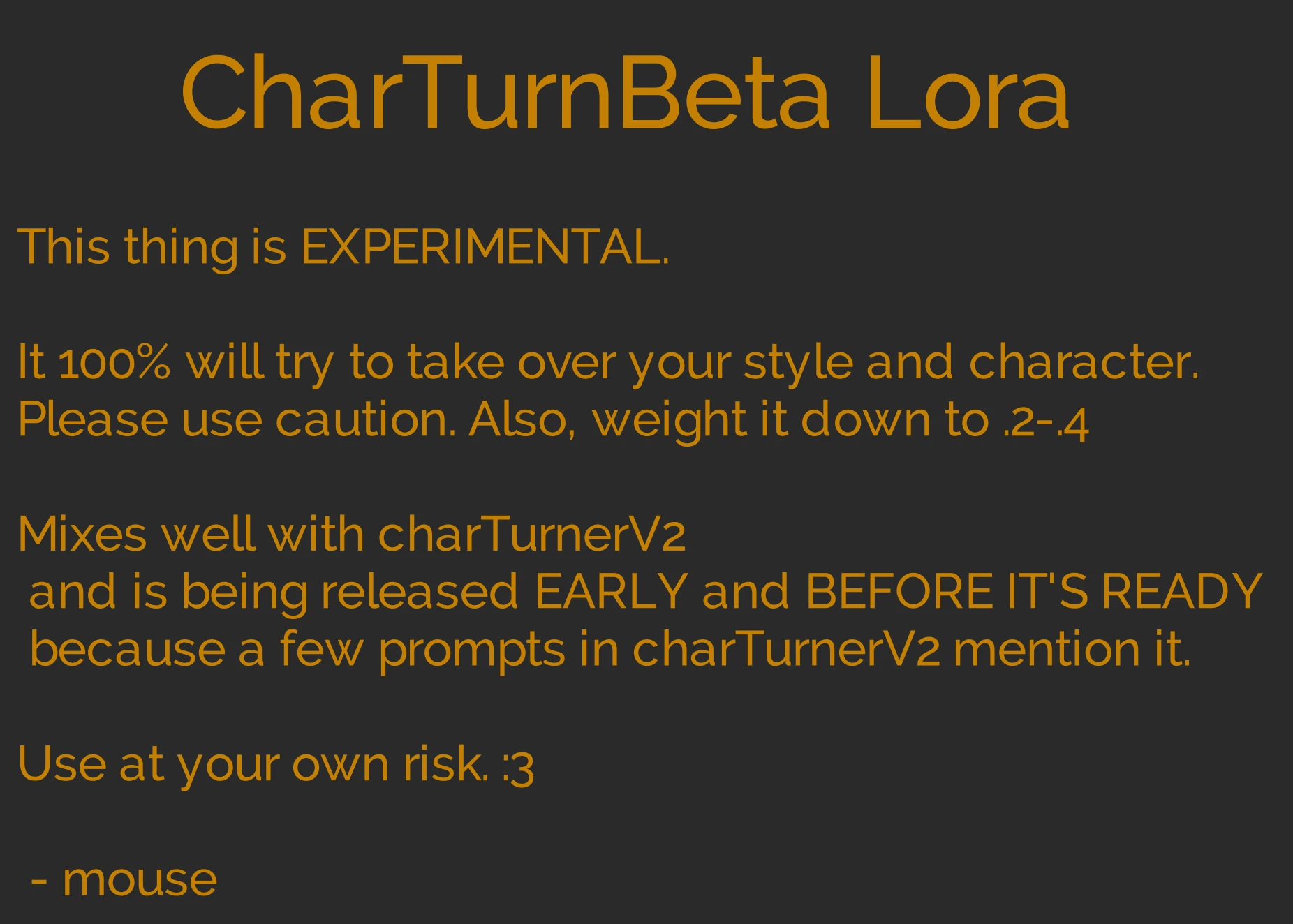 CharTurnerBeta - Lora (EXPERIMENTAL) preview 2