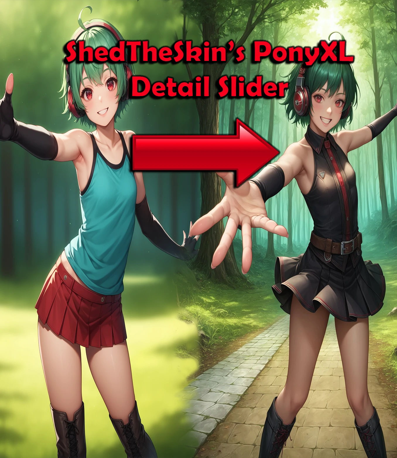 Detail Slider LoRA | PonyXL SDXL preview 1